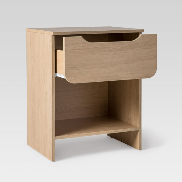 Domm Modern Scandinavian Nightstand with Open Cubby, Sleek Design & Quick 30-Minute Assembly