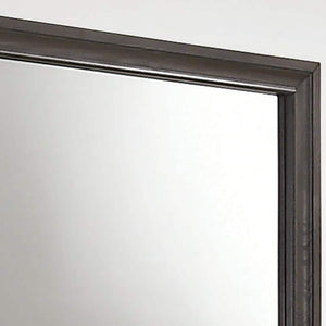 English Elm Gray Glam Dresser w Mirror Set — 63" Shiny Silver-Trim Jewelry Drawer, Dovetail Craft, Round Knobs B2741S00552