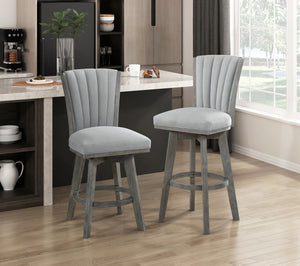 English Elm Gray Pub Height Swivel Chairs Set Of 2 - Soft Velvet Upholstered Dining Seats With Solid Wood Frame B011P220998