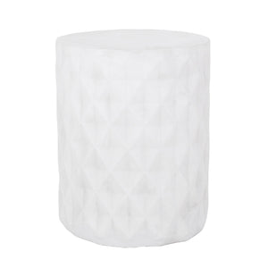 English Elm Outdoor Sculptural Concrete Side Table with Diamond Relief Pattern for Patio or Balcony 73431.00