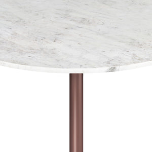 English Elm Osborne 36" Round Genuine White Marble Dining Table with Antique Copper Iron Base, Compact Chic B136P159939