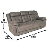 Steve Silver Anastasia Gray Recliner Sofa with Gel Memory Foam Seating & Sinuous Spring System - 39.50 x 88.00 x 43.00