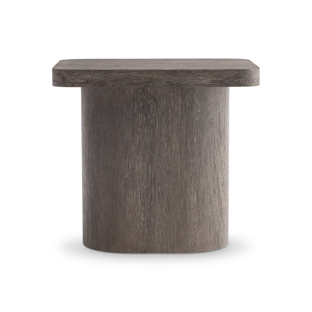 Bernhardt Bernhardt Dama Side Table With Wire‑Brushed Brun Oak Finish, Sculptural Pedestal, 24"W X 22"H 548128