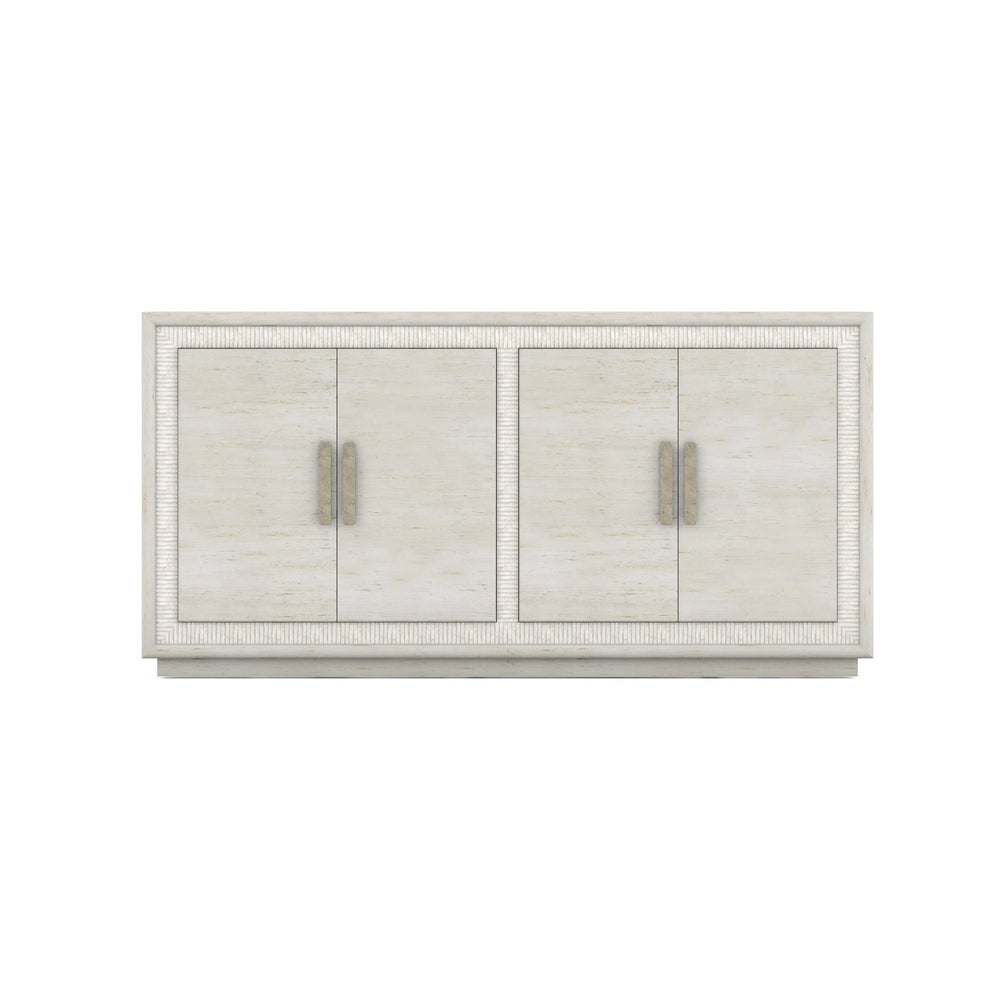A.R.T. Furniture Ashlar Coastal Modern Credenza In Bisque With Sanded Bronze Accents, Adjustable Shelves & Storage Beige Parawood Solids,Birch Veneers,Resin,Metal 333252-2250