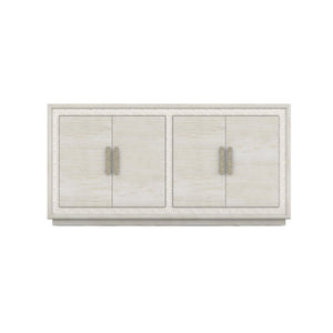 A.R.T. Furniture Ashlar Coastal Modern Credenza In Bisque With Sanded Bronze Accents, Adjustable Shelves & Storage Beige Parawood Solids,Birch Veneers,Resin,Metal 333252-2250