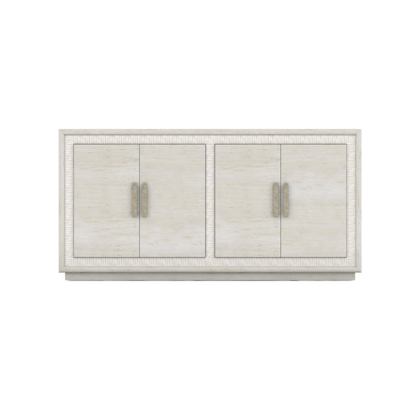 A.R.T. Furniture Ashlar Coastal Modern Credenza In Bisque With Sanded Bronze Accents, Adjustable Shelves & Storage Beige Parawood Solids,Birch Veneers,Resin,Metal 333252-2250
