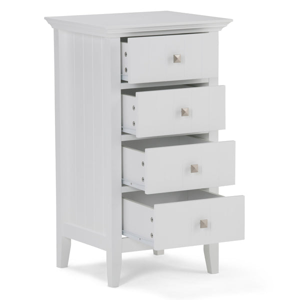 English Elm Acadian Four Drawer Floor Storage Cabinet - Stylish Pure White Design For Organized Living Spaces B136P158497