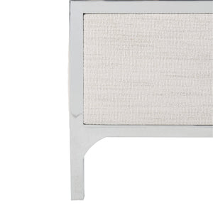 Bernhardt Bernhardt Silhouette Upholstered King Panel Bed With Cream Fabric, Polished Stainless Steel Trim K1582