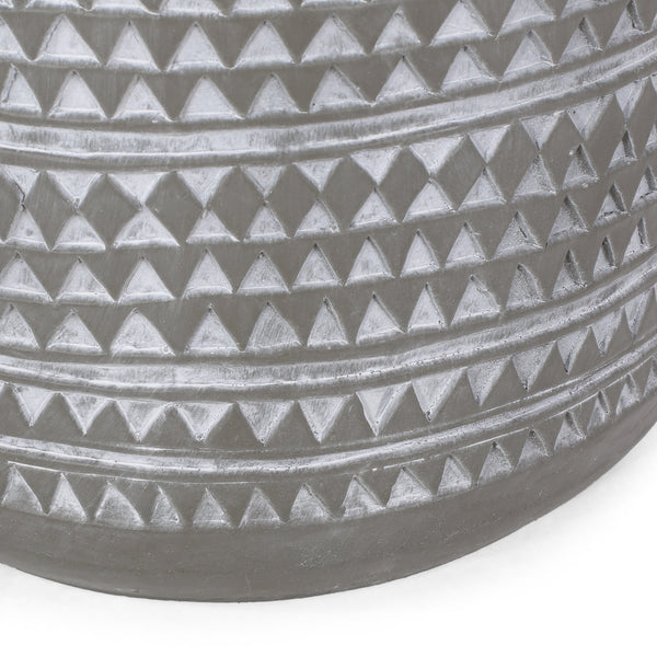 English Elm Outdoor Lightweight Concrete Side Table Artisan Textured Cylinder for Patio or Balcony 73442.00