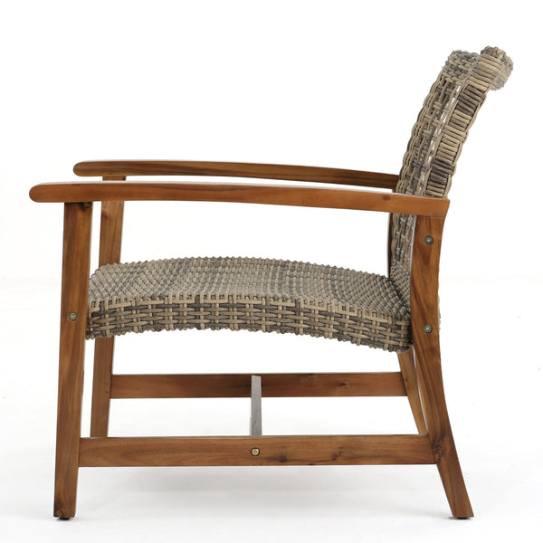 English Elm Christopher Knight Home® - Outdoor Acacia Wicker Club Chairs Set (2) - Natural/Grey Acacia Frame, 400 lb Capacity, All-Weather Comfort 60397.00WTC