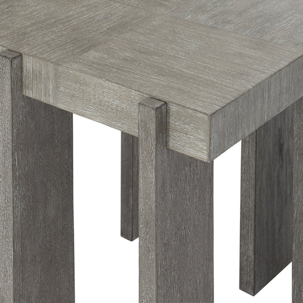 Bernhardt Bernhardt Foundations Side Table With Acacia Checkerboard Top, Asymmetrical Legs, Light & Dark Shale Finish 306121