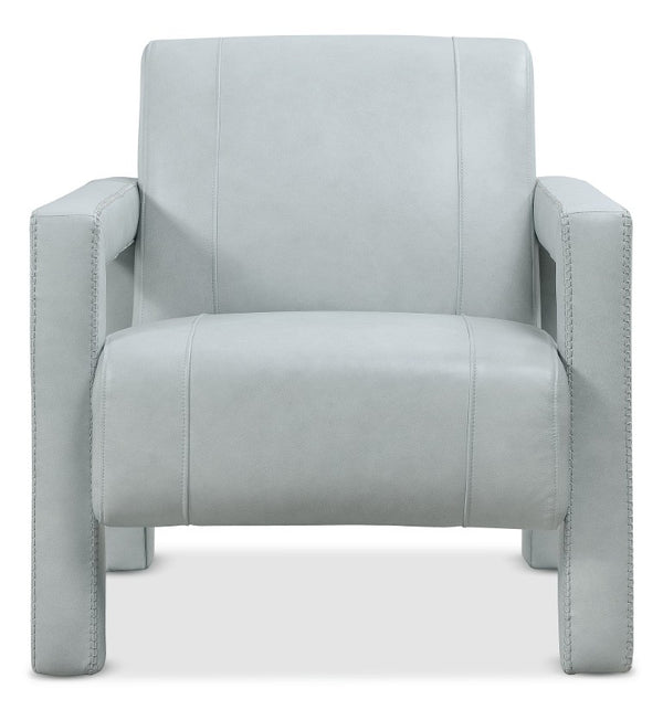 Hooker Furniture Covette Semi-Aniline Leather Accent Chair With Ladder Stitch Detail, Open-Arm Modern Comfort Statement Blue CC841-040