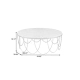 Round Stone Top Cocktail Table with Decorative Metal Base Silver with Stone P301743 Pulaski Furniture