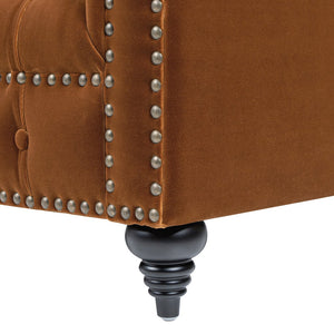 English Elm Jennifer Taylor Home - Alto 88" Tufted Chesterfield Sofa in Burnt Orange Performance Velvet — Handcrafted, Nailhead Trim, Durable Comfort B2719P280169