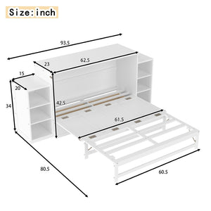 English Elm Queen Murphy Bed With Storage Drawers & Shelves - Space-Saving Design For Modern Guest Rooms W1580S00255-GIGA
