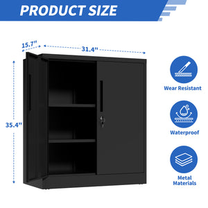English Elm Metal Lockable Steel Cabinet Two Adjustable Shelves Garage Office Utility Storage T2398P442669