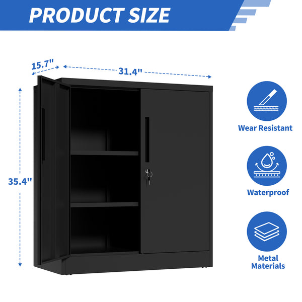 English Elm Metal Lockable Steel Cabinet Two Adjustable Shelves Garage Office Utility Storage T2398P442669