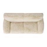 English Elm Summit 83" Faux Sheepskin Overstuffed Sofa, Cream Beige Faux Fur