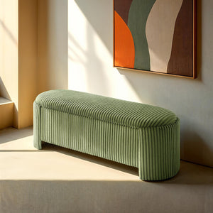 English Elm Contemporary Corduroy Storage Bench with Hidden Compartment 50.5"W Stylish Entryway Seat Green 18 L x 50 W x 19 H B2741P391241