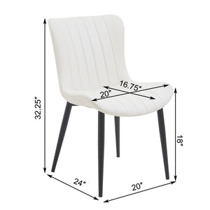 English Elm Set of 2 Dining Chairs with Thick Cushions and PU Leather Upholstery — Modern Sturdy Iron Frames for Home & Restaurant Seating Black,Cream White N842P300557K