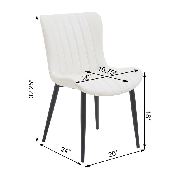 English Elm Set of 2 Dining Chairs with Thick Cushions and PU Leather Upholstery — Modern Sturdy Iron Frames for Home & Restaurant Seating Black,Cream White N842P300557K