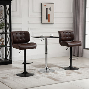 English Elm Homcom Adjustable Swivel Barstools Set of 2 Tufted Padded Seats Metal Base W2225P229256