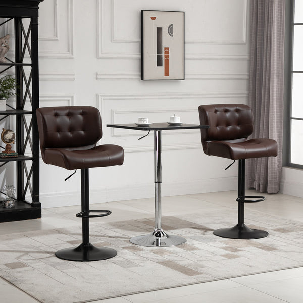 English Elm Homcom Adjustable Swivel Barstools Set of 2 Tufted Padded Seats Metal Base W2225P229256