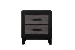 English Elm SOLUTO Rustic Grey & Black Nightstand – Urban Farmhouse Solid Wood + MDF, 2 Drawers & Metal Hardware B201P215852