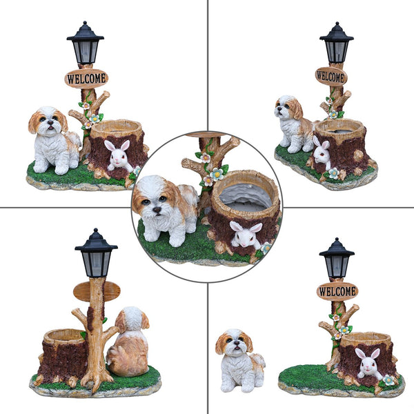 English Elm Sitting Corgi Resin Planter Sculpture Whimsical Porch Garden Decor with Succulent Cavity W5398P464240