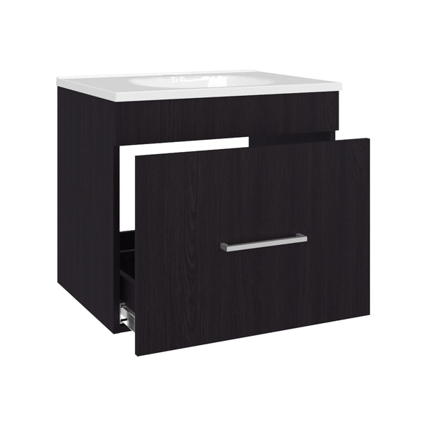 English Elm Colville Floating Wall Mount Vanity Cabinet Matte Finish Modern Bathroom Storage Black B092P439918