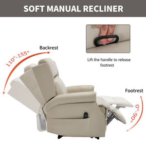 English Elm Emon's Overstuffed Chenille Power Lift Recliner with Massage Heat and Charging Ports Beige W1803S00086