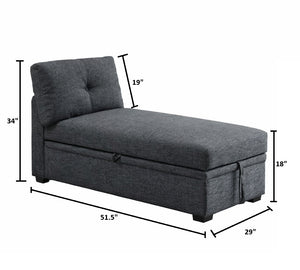 English Elm Reversible Tufted Linen Chaise with Hidden Storage for Bedroom or Living Room B2748P410831