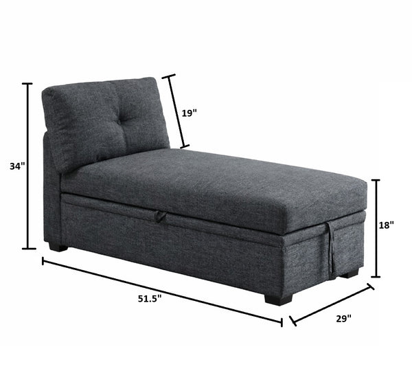 English Elm Reversible Tufted Linen Chaise with Hidden Storage for Bedroom or Living Room B2748P410831