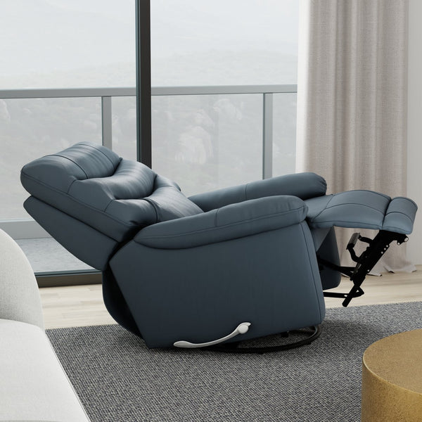 English Elm Global Home Swivel Glider Recliner In Oslo Sapphire - Plush Comfort, Durable Design For Every Space B339P333950