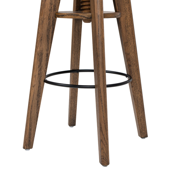 English Elm Jennifer Taylor Home - Spencer Oak Adjustable Bar Counter Stool in Walnut Brown — Minimalist Scandinavian Design, Durable Solid Wood, Ergonomic Footrest B2719P252308