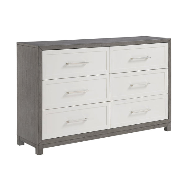 English Elm Six Drawer Transitional Dresser with Dovetail Joints Polished Hardware Bedroom Storage B011P290770