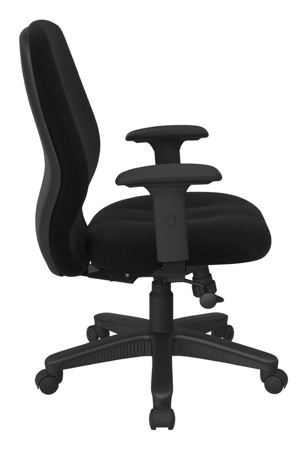 OSP Home Furnishings Mid Back Ergonomic Managers Chair with Synchro Tilt Lumbar Support and Adjustable Arms Jet 3121-297