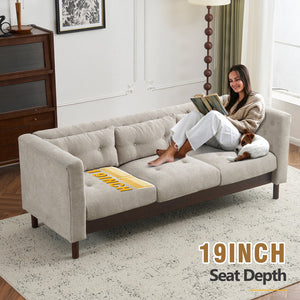 English Elm Christopher Knight Home® - 78" Upholstered Sofa with Tufted Linen-Like Fabric, Deep 19" Seat, Sturdy Rubber Wood Legs, 900lb Capacity Gray+Beige N763P243921A