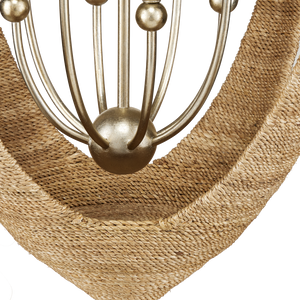 Menorca Chandelier: Artisan-Crafted Abaca Rope Design with Contemporary Silver Leaf Finish, 33.75" Height