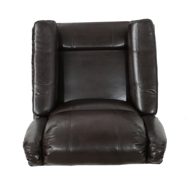 English Elm Christopher Knight Home® - Brown PU Glider Recliner Swivel Chair with Manual Recline, Compact Plush Seating for Small Spaces 61368.00PU
