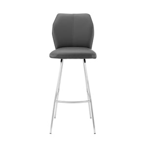 English Elm Mirano 26" Counter Stool - Stylish Gray Faux Leather & Brushed Stainless Steel For Modern Homes B2736P268601