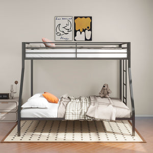 English Elm Metal Twin Over Full Bunk Bed Steel Frame with Guardrails for Kids or Guest Rooms Black B016P469271