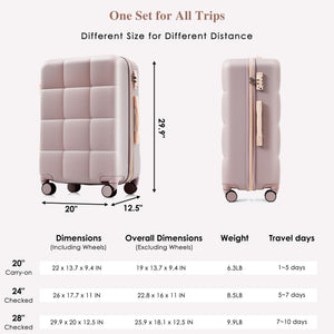 English Elm Luggage Set of 3 Abs Hard Shell Suitcases with Spinner Wheels and Built in Cup Holder Brown N726P296016B
