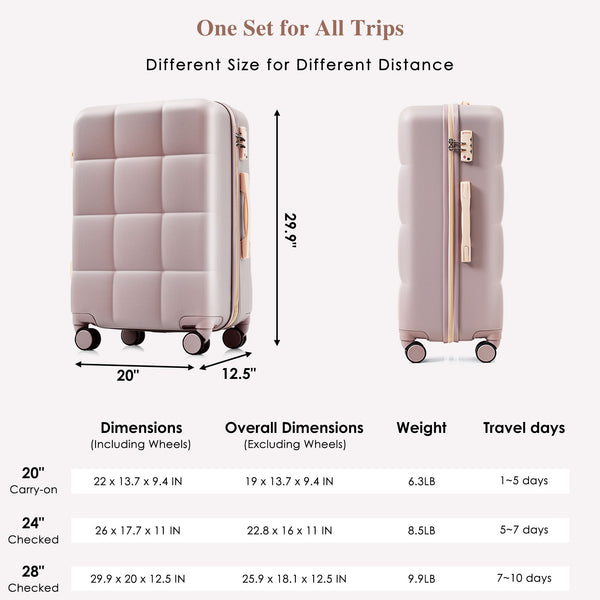 English Elm Luggage Set of 3 Abs Hard Shell Suitcases with Spinner Wheels and Built in Cup Holder Brown N726P296016B
