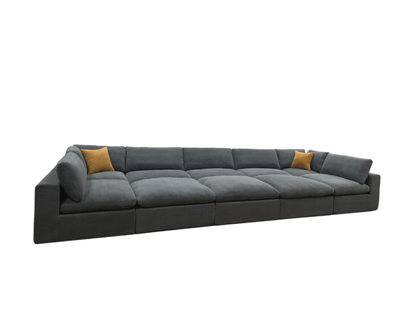English Elm Coffee Bean Textured Modular Sectional Sofa with Toss Pillows for Modern Living Rooms Light Gray B2748S00076