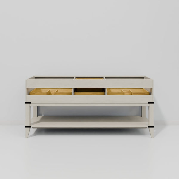 English Elm White Oak Double Bath Vanity With Luxurious Carrara Marble Top & Ample Storage For Modern Bathrooms B2731P260316-GIGA