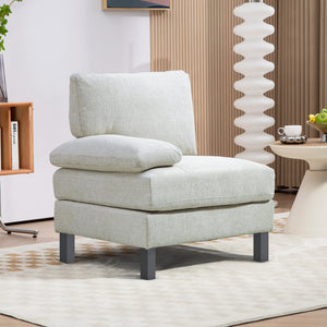 English Elm Homcom Left-Facing Modular Armchair With Pocket Springs, Soft Chenille And Wood Legs For Comfort W2225P229504