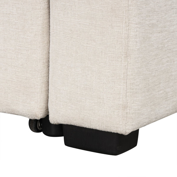 English Elm 101.2" Modular Chenille Sectional Sofa with Tufted Cushions and Deep Seating for Living Room Beige N719S001934A