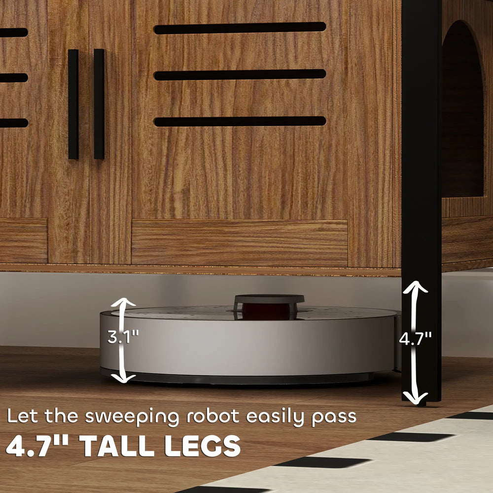 English Elm 31.5"l Cat Litter Box Enclosure Wood Grain Mdf Cabinet Side Table Elevated Legs T3971P404486