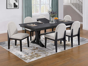 English Elm Traditional 7-Piece Dining Set With Trestle Table & 6 Plush Chairs - Expanding Butterfly Leaf Design B011S01803-GIGA